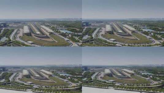 航拍上海国际赛车场建筑风光高清在线视频素材下载