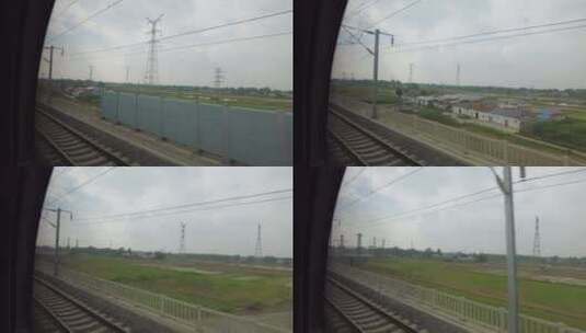 高铁火车窗外风景旅途风光实拍高清在线视频素材下载