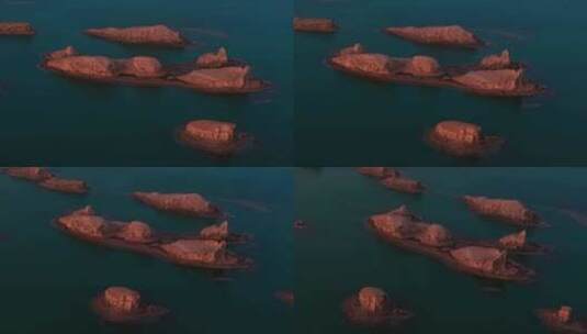 乌素特水上雅丹的晨光高清在线视频素材下载