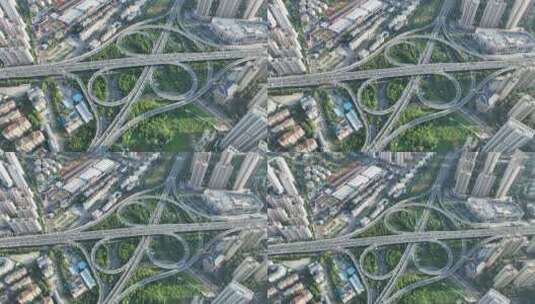 武汉二环线俯拍城市交通车流国博大道立交桥高清在线视频素材下载