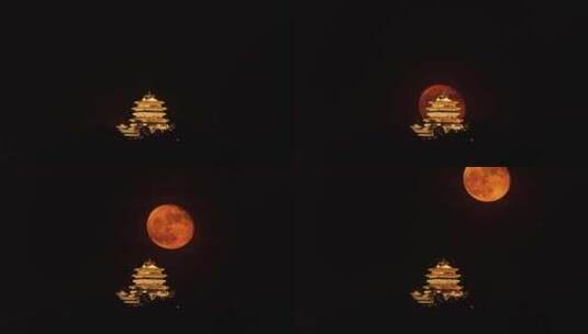 惠州西湖挂榜阁月升高清在线视频素材下载