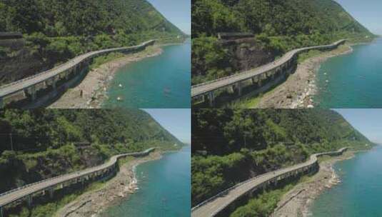海边高架桥上的高速公路。菲律宾吕宋岛高清在线视频素材下载