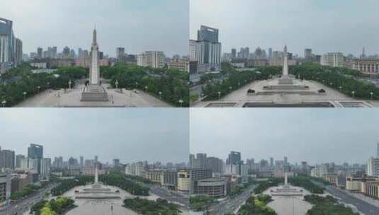 南昌市八一广场航拍八一南昌起义纪念塔建筑高清在线视频素材下载