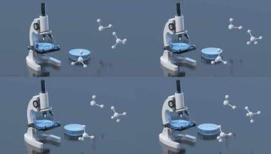 实验室的显微镜和三位分子结构高清在线视频素材下载
