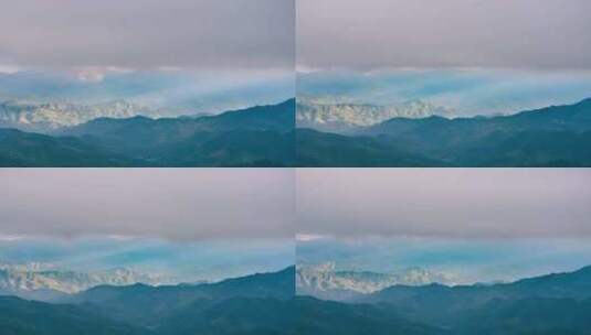桂林资源县阳光透过云层照在山丘上延时摄影高清在线视频素材下载