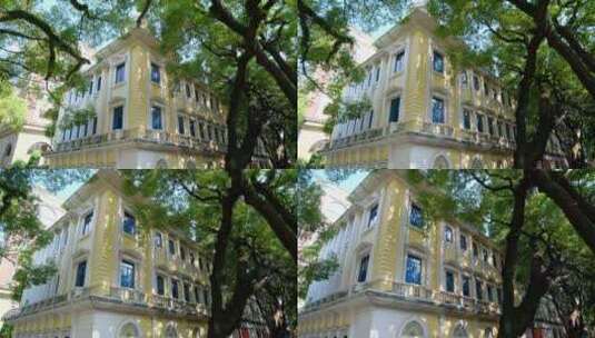 广州老街沙面大街历史景观欧式建筑高清在线视频素材下载