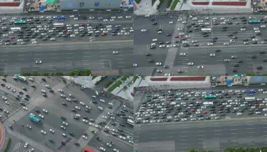 合集城市路口拥堵的交通航拍高清在线视频素材下载