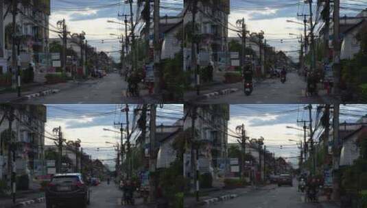 泰国清迈曼谷街道道路晚霞街景高清在线视频素材下载