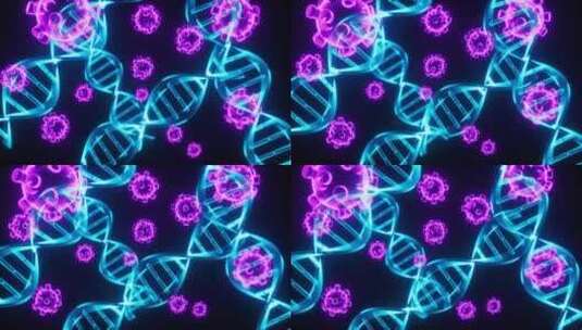DNA 与病毒感染医疗生物概念动画高清在线视频素材下载