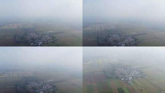 云雾下的村庄高清在线视频素材下载