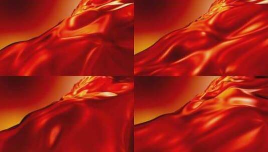 潮流动感红色液态流体金属质感抽象循环背景高清在线视频素材下载