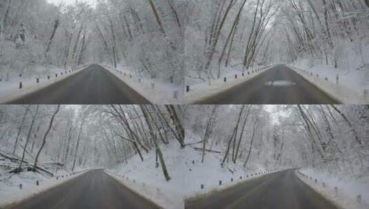 雪景公路 冬季森林高清在线视频素材下载