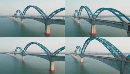 航拍高铁跨江大桥高清在线视频素材下载