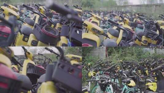 损坏的共享电动车  环境污染共享单车高清在线视频素材下载