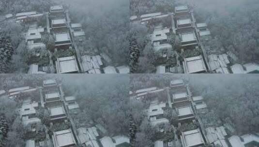 杭州雪景风光法喜寺下雪空镜高清在线视频素材下载