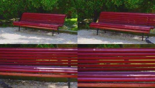 公园红色长椅高清在线视频素材下载