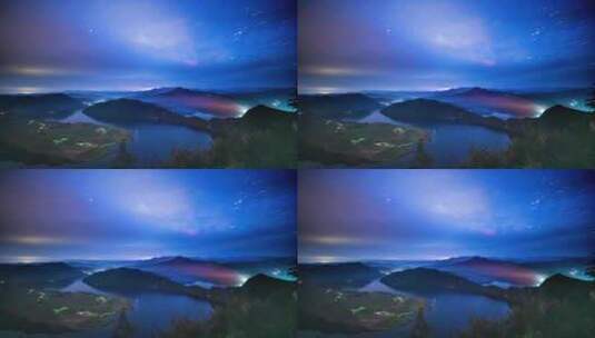 太极湾星轨 边境星空朝鲜夜晚 吉林集安旅游高清在线视频素材下载