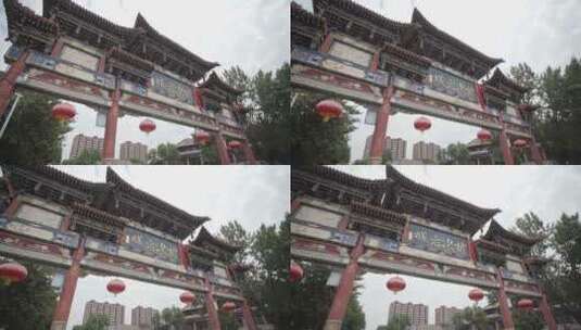 榆次老城牌坊特写高清在线视频素材下载