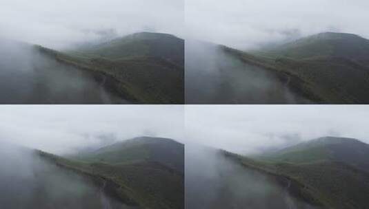 雨后山雾自然风景航拍高清在线视频素材下载