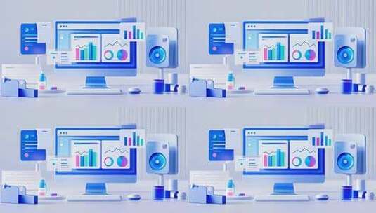 办公商务日历金币图标3D场景高清在线视频素材下载