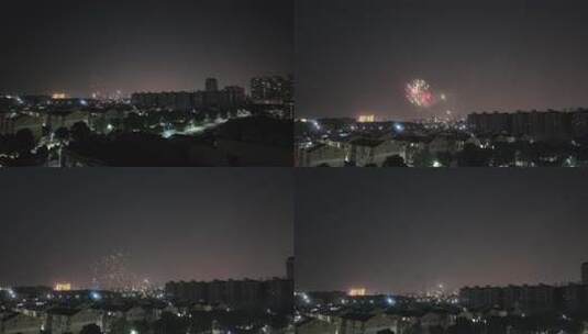 夜晚城市楼房烟花高清在线视频素材下载