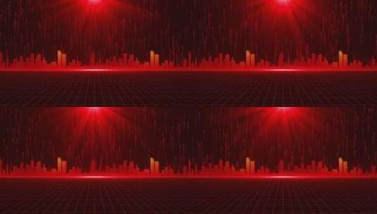 红色粒子城市光线晚会背景AE模板高清AE视频素材下载