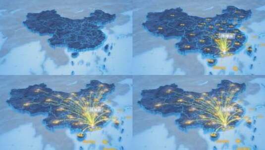 珠海市辐射全国网络地图ae模板高清AE视频素材下载