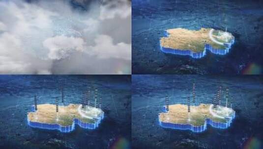 21 科技蓝暗调三维卫星地图 - 青海省高清AE视频素材下载