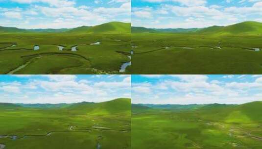 甘南玛曲草原夏季大景4K航拍高清在线视频素材下载