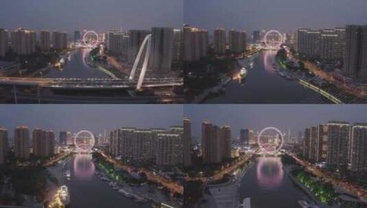 天津夜景天津之眼高清在线视频素材下载
