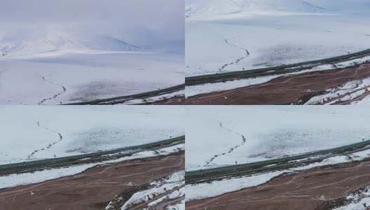 航拍青藏高原青海祁连山脉天境祁连雪山雪景高清在线视频素材下载