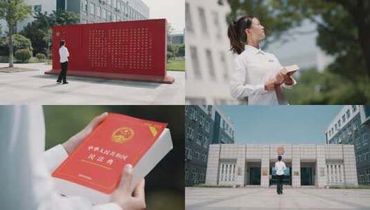 青年学生民法典国旗高清在线视频素材下载