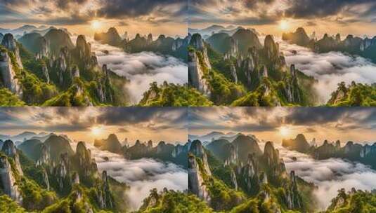 山峦云海日出全景高清在线视频素材下载