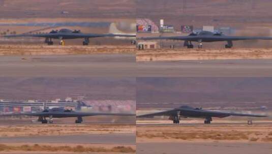 空军B2隐形轰炸机从1号军事基地起飞高清在线视频素材下载