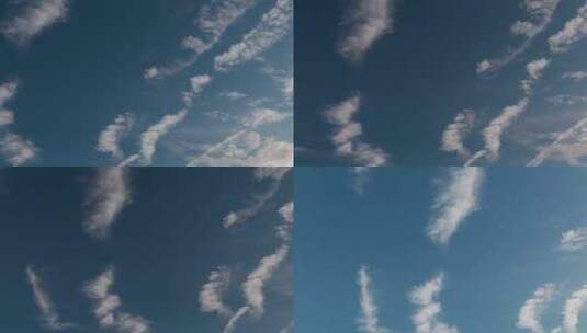 蓝天上条形的白云视频蓝天背景天空高清在线视频素材下载