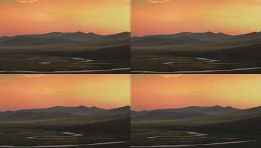 内蒙古呼伦贝尔大草原日出航拍高清在线视频素材下载