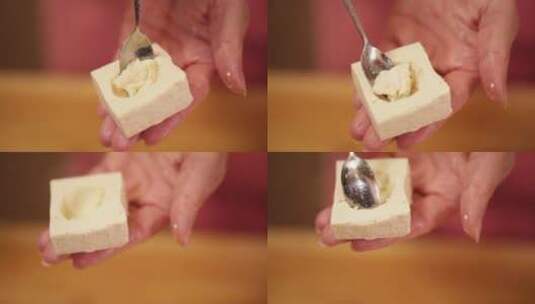 豆腐塞肉酿豆腐 (2)高清在线视频素材下载
