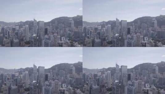 航拍香港CBD发达的现代商务建筑摩天大楼高清在线视频素材下载
