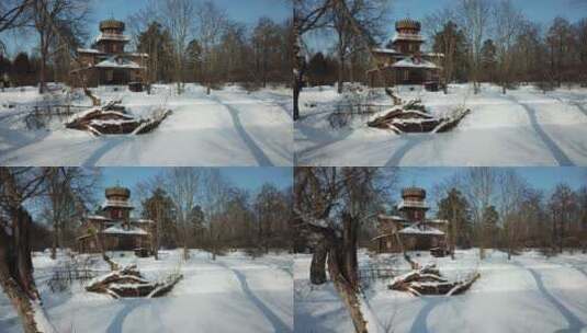 雪后的森林景观高清在线视频素材下载