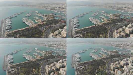 航拍的海港景观高清在线视频素材下载