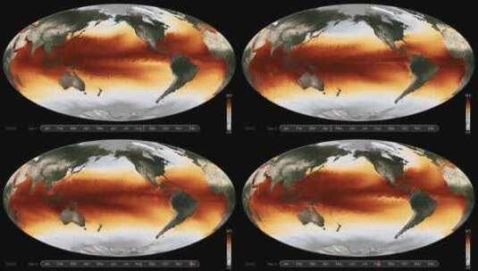 显示了全球海平面温度的动画高清在线视频素材下载