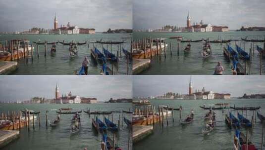 游客乘坐着威尼斯小船游览风景高清在线视频素材下载