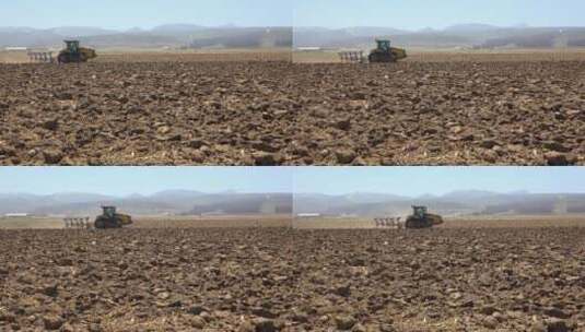 农场的拖拉机在耕地高清在线视频素材下载