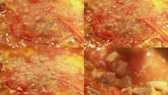 【镜头合集】红汤牛肉锅番茄牛腩制作高清在线视频素材下载