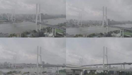 南浦大桥上海黄浦江上海交通立交强跨江大桥高清在线视频素材下载