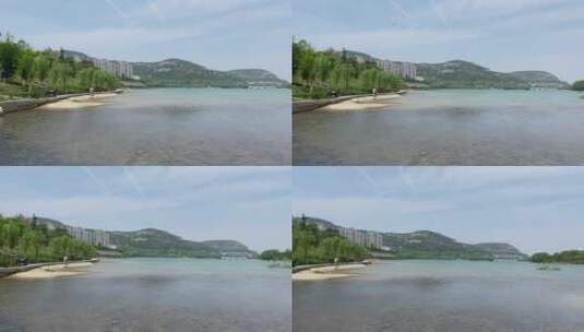 济南凤凰湖水库风光，龙洞风景区高清在线视频素材下载