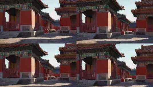 秋天北京历代帝王庙内的古代建筑高清在线视频素材下载