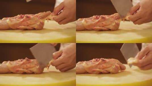 大厨切鸡腿肉拆整鸡高清在线视频素材下载