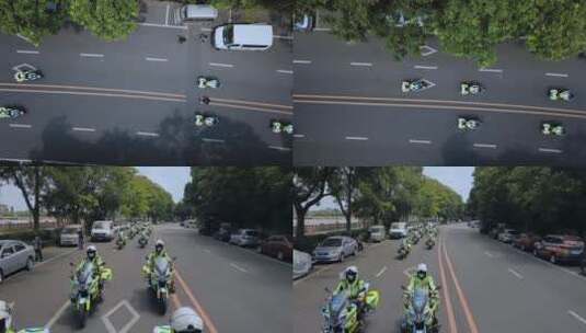 4k东莞巡逻骑警视频摩托车队警察形象高清在线视频素材下载