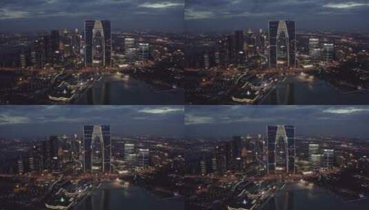苏州金鸡湖畔城市夜景高清在线视频素材下载